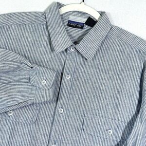 Vintage Patagonia Shirt Mens Large Ticking Railroad Hickory Stripe Flap Pocket